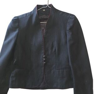 Vintage Peabody House Blazer Womens 11/12 Pinstripe Black Career Wear Business